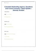 Columbia Bartending Agency Exam  Questions and Correct Answers/ Latest  Update / Already Graded