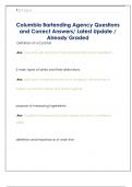   Columbia Bartending Agency Questions  and Correct Answers/ Latest Update /  Already Graded