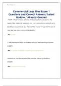Commercial Lines Questions and Correct Answers&sol; Latest Update &sol; Already Graded