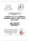 LCP4805 Assignment 1 &lpar;COMPLETE ANSWERS&rpar; Semester 1 2025 - DUE 27 March 2025&semi; 100&percnt; TRUSTED Complete&comma; trusted solutions and explanations&period;&period;