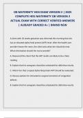 OB MATERNITY HESI EXAM VERSION 2 &vert; 2025  COMPLETE HESI MATERNITY OB VERSION 2  ACTUAL EXAM WITH CORRECT VERIFIED ANSWERS  &vert; ALREADY GRADED A&plus; &vert; BRAND NEW