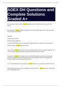 ADEX DH Questions and Complete Solutions Graded A&plus;