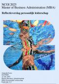 Geslaagd NCOI reflectieverslag persoonlijk leiderschap 2025 - Barrett&comma; Big Five&comma; Ego Scan&comma; Bedriegerscomplex&comma; Zevenschillen model en multiplier deminisher test - cijfer 8&period;5