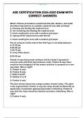ASE CERTIFICATION 2024-2025 EXAM WITH  C0RRECT ANSWERS