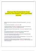 Arkansas Real Estate Broker Exam success questions and answers 100&percnt; guaranteed