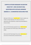 CHIPOTLE KITCHEN MANAGER VALIDATION  EXAM TEST &vert; 2025 ACCURATE REAL  QUESTIONS WITH DETAILED ANSWERS  GRADED A&plus; &vert; GUARANTEED EXCELLENCE PASS 