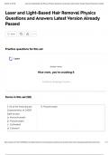 Laser and Light-Based Hair Removal Physics Questions and Answers Latest Version Already Passed