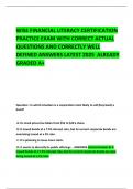 WISE FINANCIAL LITERACY CERTIFICATION PRACTICE EXAM WITH CORRECT ACTUAL QUESTIONS AND CORRECTLY WELL DEFINED ANSWERS LATEST 2025  ALREADY GRADED A&plus;       