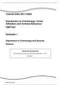 Tutorial letter 201&sol;1&sol;2025 CMY1501 Introduction to Criminology&colon; Crime&comma; Offenders and Criminal Behaviour &lpar;Answers&rpar;