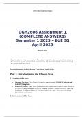GGH2606 Assignment 1 &lpar;COMPLETE ANSWERS&rpar; Semester 1 2025 &lpar;&rpar; - DUE 31 April 2025&semi; 100&percnt; TRUSTED Complete&comma; trusted solutions and explanationsEnsure your success with us&period; &period; 