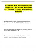 NURS 201 Intermediate Med Surg Midterm Exam Review Questions and Verified Answers 2025&vert;Assured Success