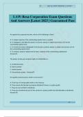 LAW-Resa-Corporation Exam Questions And Answers &vert;Latest 2025 &vert; Guaranteed Pass