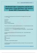 Residential Sales Comparison and Income Approaches&period; Exam Questions And Answers &vert;Latest 2025 &vert; Guaranteed Pass&period;