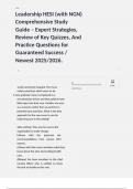 Leadership HESI &lpar;with NGN&rpar; Comprehensive Study Guide &ndash; Expert Strategies&comma; Review of Key Quizzes&comma; And Practice Questions for Guaranteed Success &sol; Newest 2025&sol;2026&period;