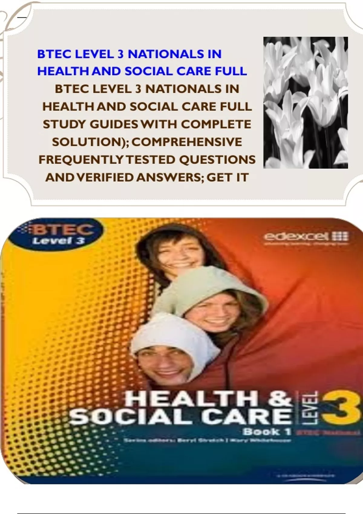 BTEC LEVEL 3 NATIONALS IN HEALTH AND SOCIAL CARE FULL STUDY GUIDES WITH ...