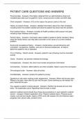 PATIENT CARE QUESTIONS AND ANSWERS