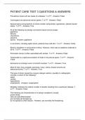 PATIENT CARE TEST 3 QUESTIONS & ANSWERS