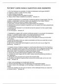 PATIENT CARE EXAM 2 QUESTIOS AND ANSWERS