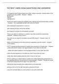PATIENT CARE EXAM QUESTIONS AND ANSWERS