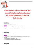 NSG222&sol; NSG 222 Exam 1&colon; &lpar;New 2024&sol; 2025  Update&rpar; Family Nursing Review&vert; Questions  and Verified Answers&vert; 100&percnt; Correct &vert; A  Grade&ndash; Herzing 