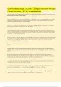 Certified Prevention Specialist CPS Questions and Revised  Correct Answers &vert; 100&percnt; Guarantee Pass 