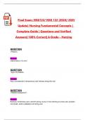 Final Exam&colon; NSG122&sol; NSG 122 &lpar;2024&sol; 2025  Update&rpar; Nursing Fundamental Concepts &vert;  Complete Guide &vert; Questions and Verified  Answers&vert; 100&percnt; Correct&vert; A Grade &ndash; Herzing