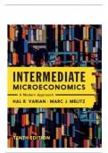 Test Bank for Intermediate Microeconomics&colon; A Modern Approach 10th Edition by Hal R&period; Varian and Marc Melitz isbn-2 Graded A&plus;Test Bank for Intermediate Microeconomics&colon; A Modern Approach Edition by Hal R&period; Varian and Marc Melitz isbn-
