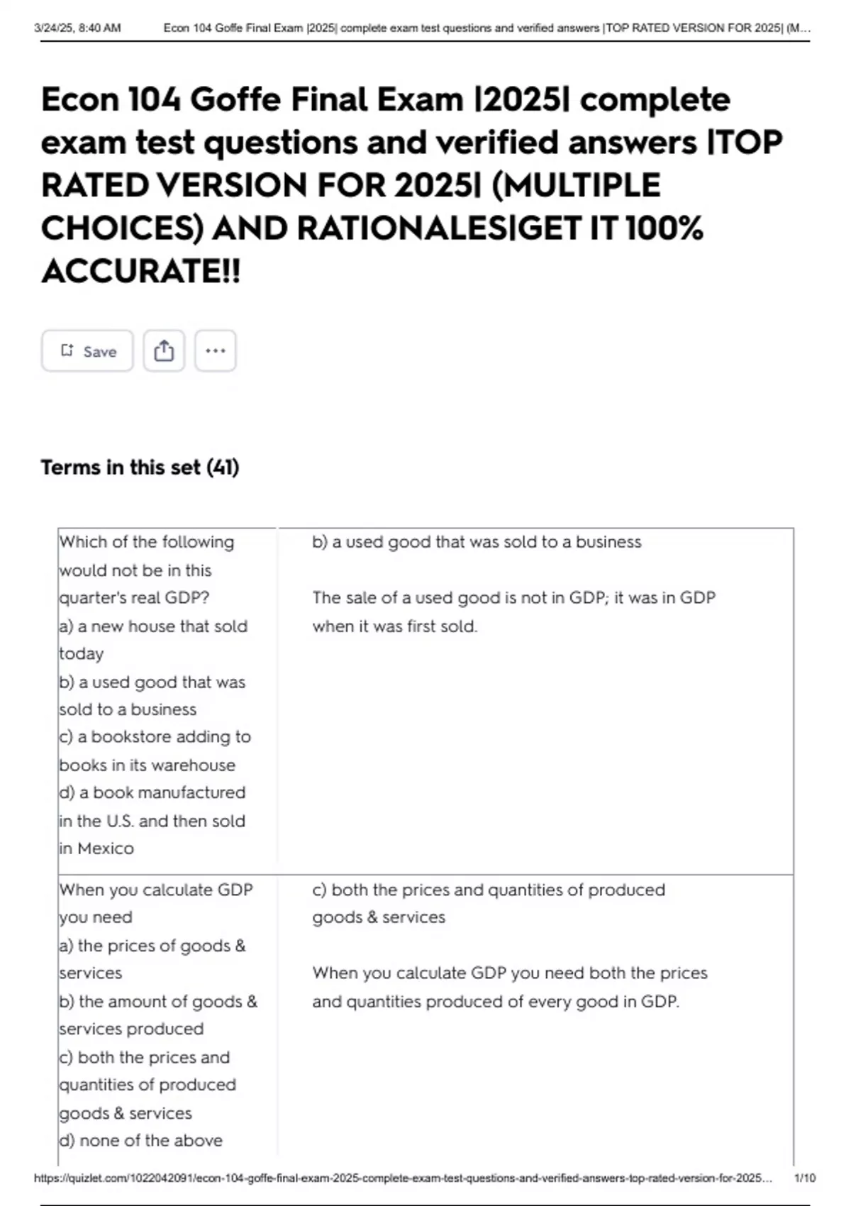 Econ 104 Goffe Final Exam |2025| complete exam test questions and ...