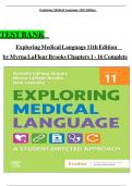 Exploring Medical Language 11th Edition TEST BANK by Myrna LaFleur Brooks&comma; Verified Chapters 1 - 16&comma; Complete Newest Version