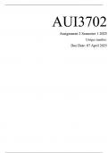 AUI3702 Assignment 2 &lpar;COMPLETE ANSWERS&rpar; Semester 1 2025 - DUE 7 April 2025