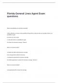 Florida General Lines Agent Exam Questions and Correct Answers &vert;GRADED A&plus;
