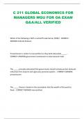 C 211 GLOBAL ECONOMICS FOR MANAGERS WGU FOR OA EXAM Q&A&sol;ALL VERIFIED