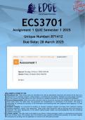 ECS3701 Assignment 1 QUIZ (ANSWERS) Semester 1 2025 - DISTINCTION GUARANTEED