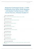 Mechanical Technologist Grade 1 CWEA  Certification Exam Study Guide Questions  with Detailed Verified Answers &lpar;100&percnt;  Correct Answers&rpar; &sol;Already Graded A&plus;
