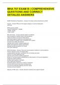 MHA 707 EXAM B &vert; COMPREHENSIVE QUESTIONS AND CORRECT DETAILED ANSWERS 