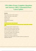 CPA Ethics Exam &lpar;Complete&rpar; Questions and Answers &lpar;100&percnt; Guaranteed Pass&rpar; Latest Update&period; 