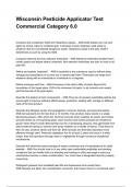 Wisconsin Pesticide Applicator Test Commercial Category 6&period;0 QUESTIONS WITH DETAILED VERIFIED ANSWERS &lpar;100&percnt; CORRECT ANSWERS&rpar; &sol;ALREADY GRADED A&plus;