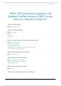 PHGY 230 blood basics Questions with  Detailed Verified Answers &lpar;100&percnt; Correct  Answers&rpar; &sol;Already Graded A&plus;