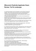 Wisconsin Pesticide Applicator Exam Review&colon; Turf & Landscape QUESTIONS WITH DETAILED VERIFIED ANSWERS &lpar;100&percnt; CORRECT ANSWERS&rpar; &sol;ALREADY GRADED A&plus;