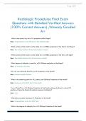 Radiologic Procedures Final Exam Questions with Detailed Verified Answers  &lpar;100&percnt; Correct Answers&rpar; &sol;Already Graded  A&plus;
