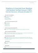 Salesforce AI Associate Questions with  Detailed Verified Answers &lpar;100&percnt; Correct  Answers&rpar; &sol;Already Graded A&plus;