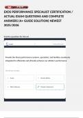 EXOS PERFORMANCE SPECIALIST CERTIFICATION &sol; ACTUAL EXAM QUESTIONS AND COMPLETE ANSWERS &lpar;A&plus; GUIDE SOLUTION&rpar; NEWEST 2025&sol;2026 