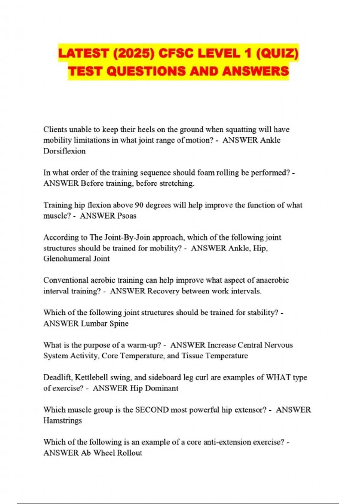 LATEST (2025) CFSC LEVEL 1 (QUIZ) TEST QUESTIONS AND ANSWERS - CFSC ...