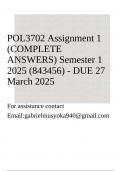 POL3702 Assignment 1 &lpar;COMPLETE ANSWERS&rpar; Semester 1 2025 &lpar;843456&rpar; - DUE 27 March 2025