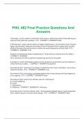 PHIL 482 Final Practice Questions And  Answers 