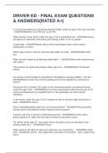 DRIVER ED - FINAL EXAM QUESTIONS & ANSWERS&lpar;RATED A&plus;&rpar;