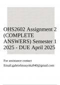 OHS2602 Assignment 2 &lpar;COMPLETE ANSWERS&rpar; Semester 1 2025 - DUE April 2025