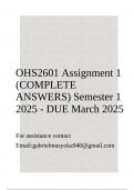 OHS2601 Assignment 1 &lpar;COMPLETE ANSWERS&rpar; Semester 1 2025 - DUE March 2025