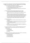 Practice Questions Social and Organisational Psychology 