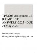 TPS3703 Assignment 1B &lpar;COMPLETE ANSWERS&rpar; 2025 - DUE 21 May 2025